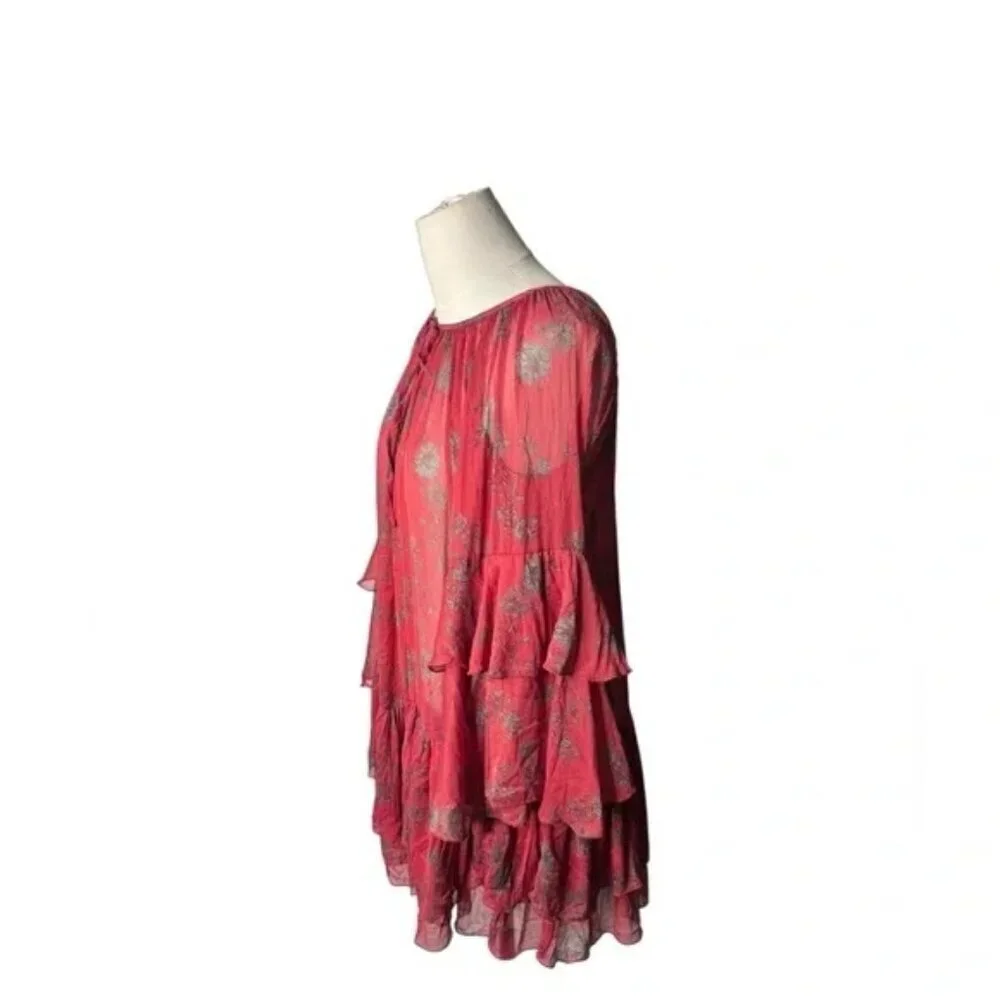 Free People Sunsetter Dress Red Floral Pattern Size XS